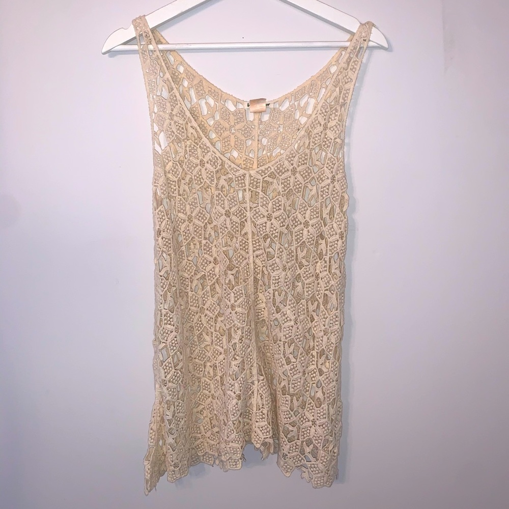 Cream eyelet tank